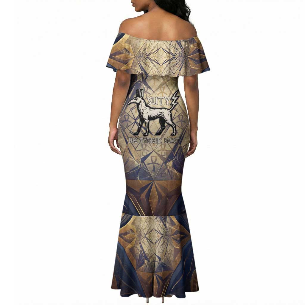 Suty Mermaid Dress with Typhonic Beast Staff Ancient Egypt Symbolism