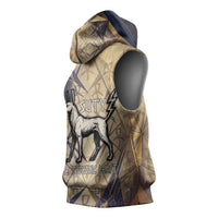 Suty Sleeveless Hoodie with Typhonic Beast Staff Ancient Egypt Symbolism