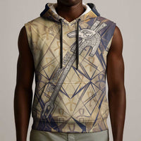 Suty Sleeveless Hoodie with Typhonic Beast Staff Ancient Egypt Symbolism