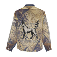 Suty Women Casual Shirt with Typhonic Beast Staff Ancient Egypt Symbolism