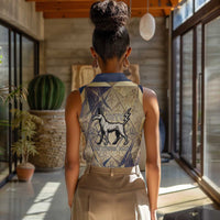 Suty Women Sleeveless Polo Shirt with Typhonic Beast Staff Ancient Egypt Symbolism