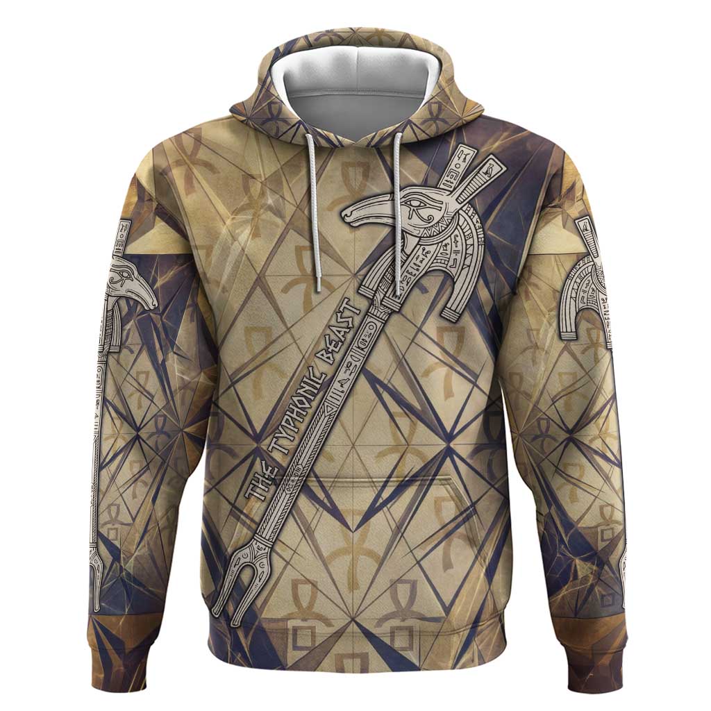 Suty Zip Hoodie with Typhonic Beast Staff Ancient Egypt Symbolism