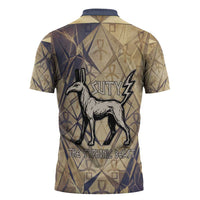 Suty Zipper Polo Shirt with Typhonic Beast Staff Ancient Egypt Symbolism