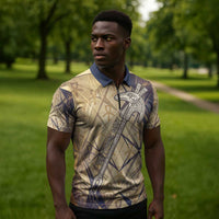 Suty Zipper Polo Shirt with Typhonic Beast Staff Ancient Egypt Symbolism