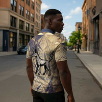Suty Zipper Polo Shirt with Typhonic Beast Staff Ancient Egypt Symbolism