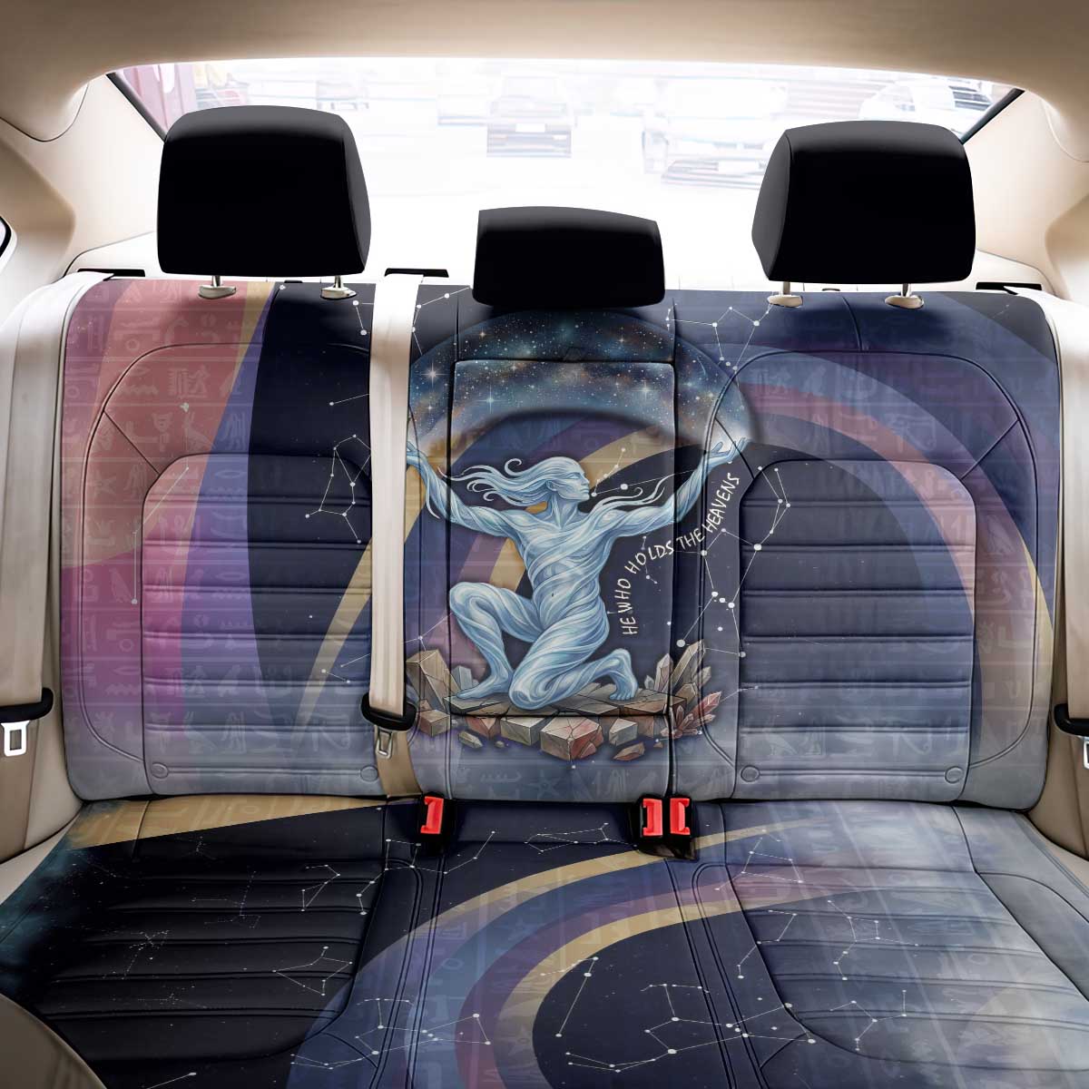 Shu Celestial Constellations Back Car Seat Cover Rainbow Ancient Egyptian Sky Deity Theme