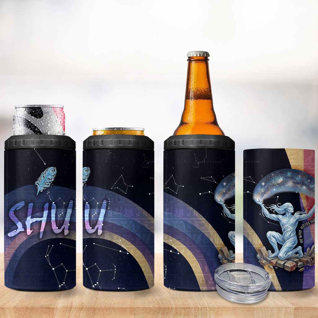 Shu Celestial Constellations 4 in 1 Can Cooler Tumbler Rainbow Ancient Egyptian Sky Deity Theme