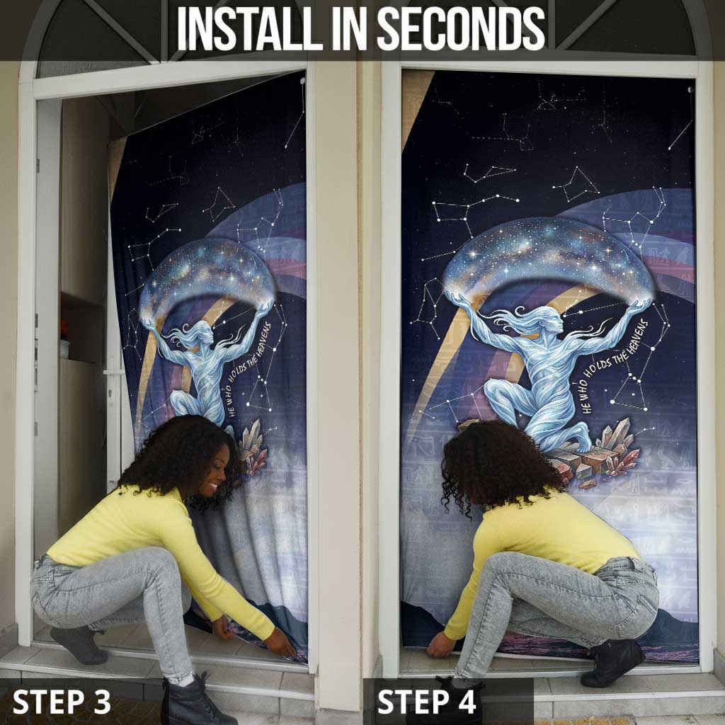 Shu Celestial Constellations Door Cover Rainbow Ancient Egyptian Sky Deity Theme