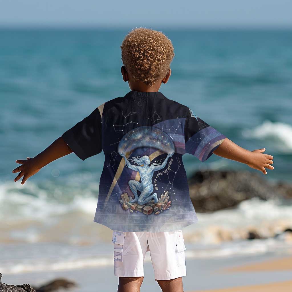 Shu Celestial Constellations Kid Hawaiian Shirt Rainbow Ancient Egyptian Sky Deity Theme
