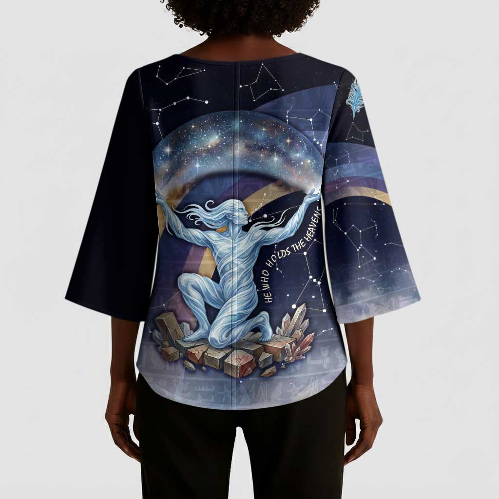 Shu Celestial Constellations Kimono Sleeve Blouse Rainbow Ancient Egyptian Sky Deity Theme