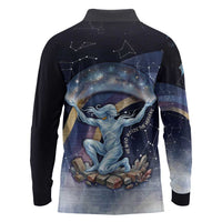 Shu Celestial Constellations Long Sleeve Polo Shirt Rainbow Ancient Egyptian Sky Deity Theme