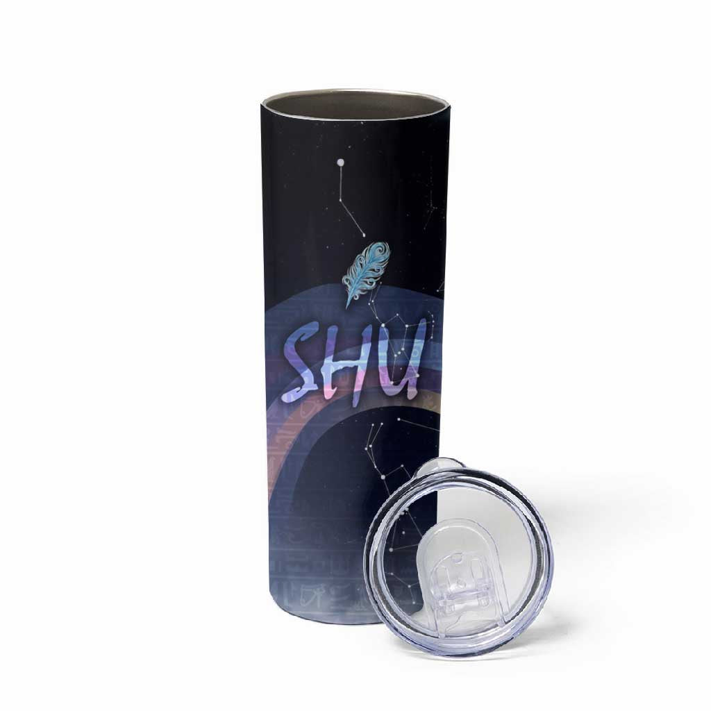Shu Celestial Constellations Skinny Tumbler Rainbow Ancient Egyptian Sky Deity Theme