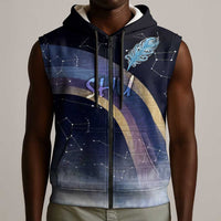 Shu Celestial Constellations Sleeveless Zip Hoodie Rainbow Ancient Egyptian Sky Deity Theme