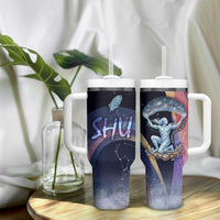 Shu Celestial Constellations Tumbler With Handle Rainbow Ancient Egyptian Sky Deity Theme