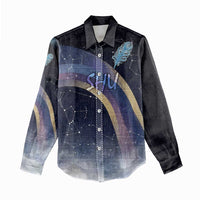 Shu Celestial Constellations Women Casual Shirt Rainbow Ancient Egyptian Sky Deity Theme