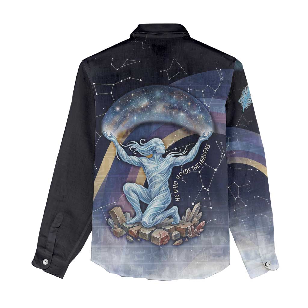 Shu Celestial Constellations Women Casual Shirt Rainbow Ancient Egyptian Sky Deity Theme