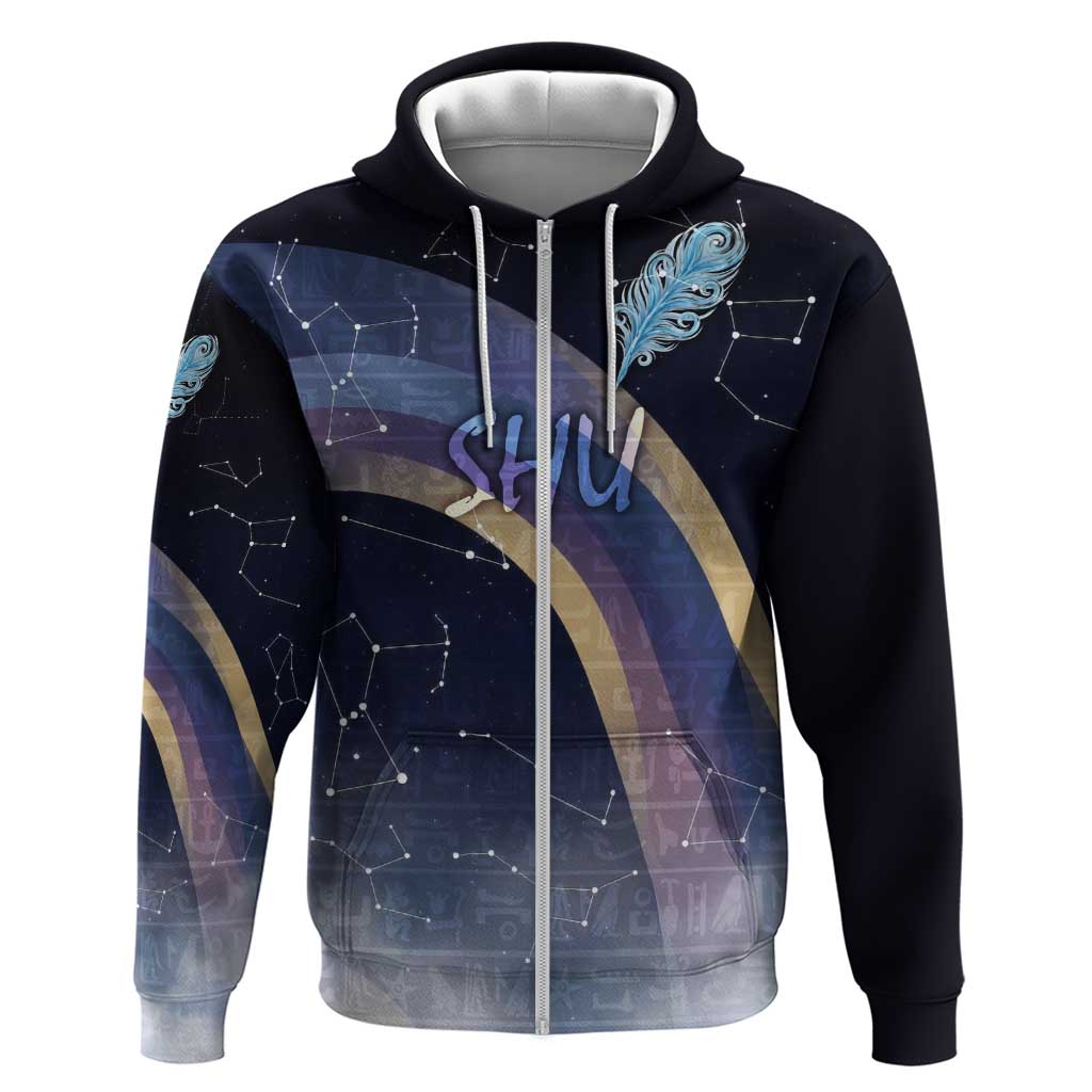 Shu Celestial Constellations Zip Hoodie Rainbow Ancient Egyptian Sky Deity Theme