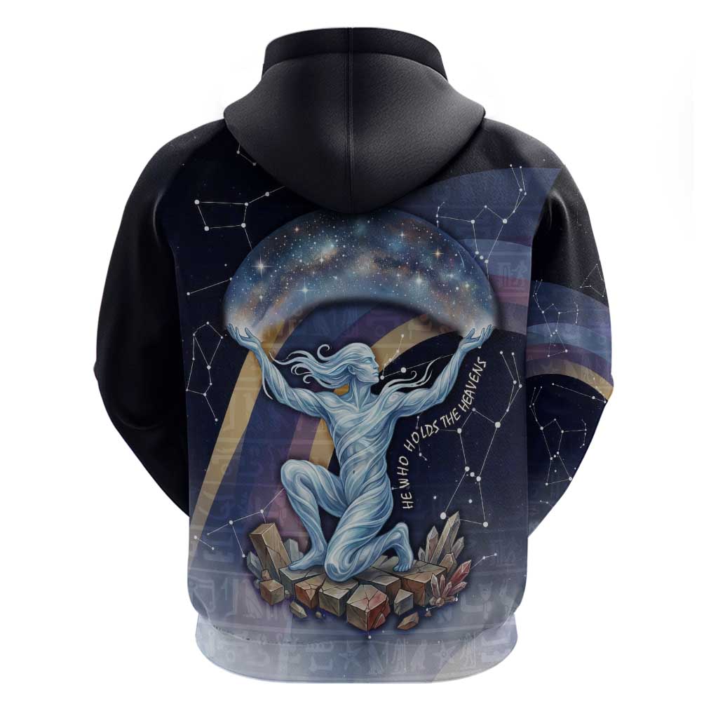 Shu Celestial Constellations Zip Hoodie Rainbow Ancient Egyptian Sky Deity Theme