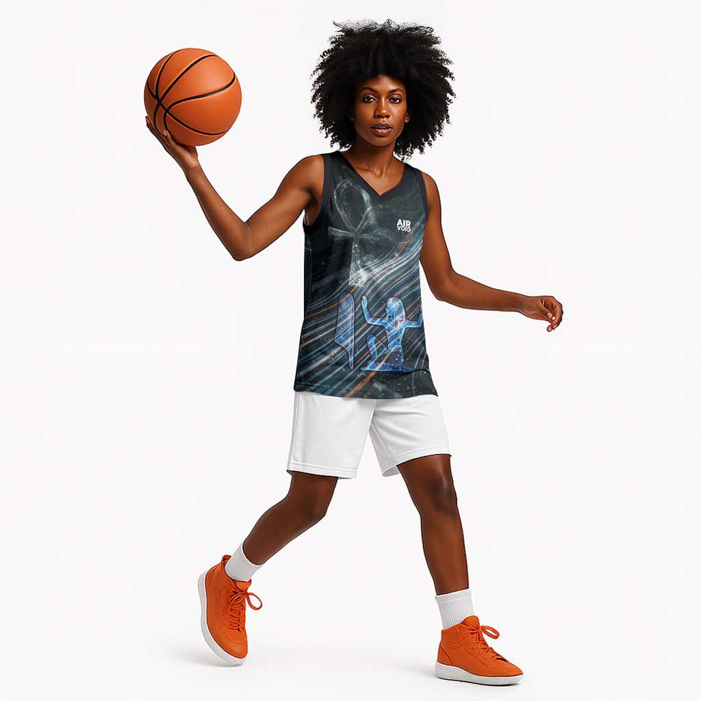 Shu Air Void Egyptian Basketball Jersey with Storm God and Ankh Ancient Mythology