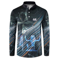 Shu Air Void Egyptian Button Sweatshirt with Storm God and Ankh Ancient Mythology