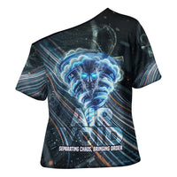 Shu Air Void Egyptian Cross Shoulder Shirt with Storm God and Ankh Ancient Mythology