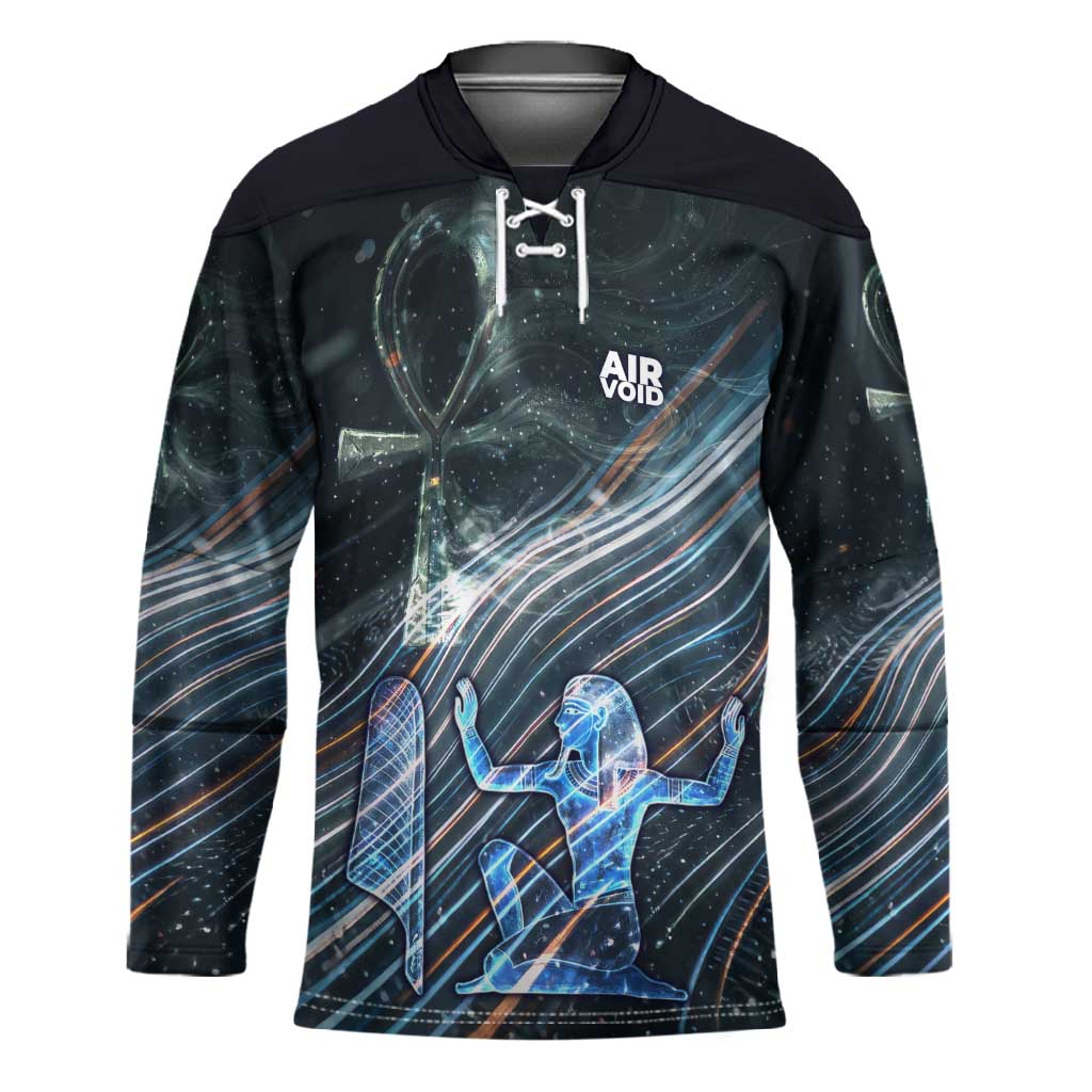 Shu Air Void Egyptian Hockey Jersey with Storm God and Ankh Ancient Mythology