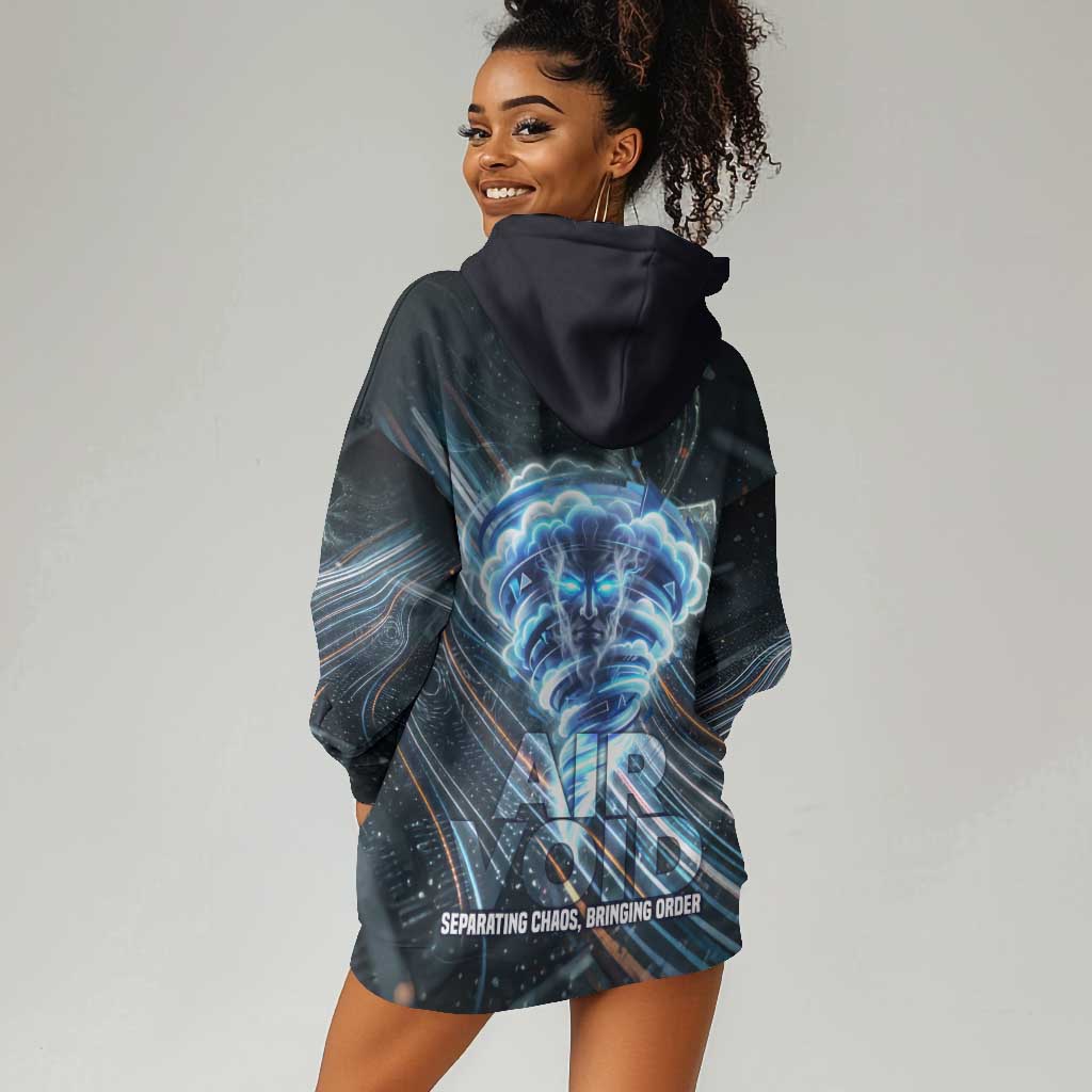 Shu Air Void Egyptian Hoodie Dress with Storm God and Ankh Ancient Mythology