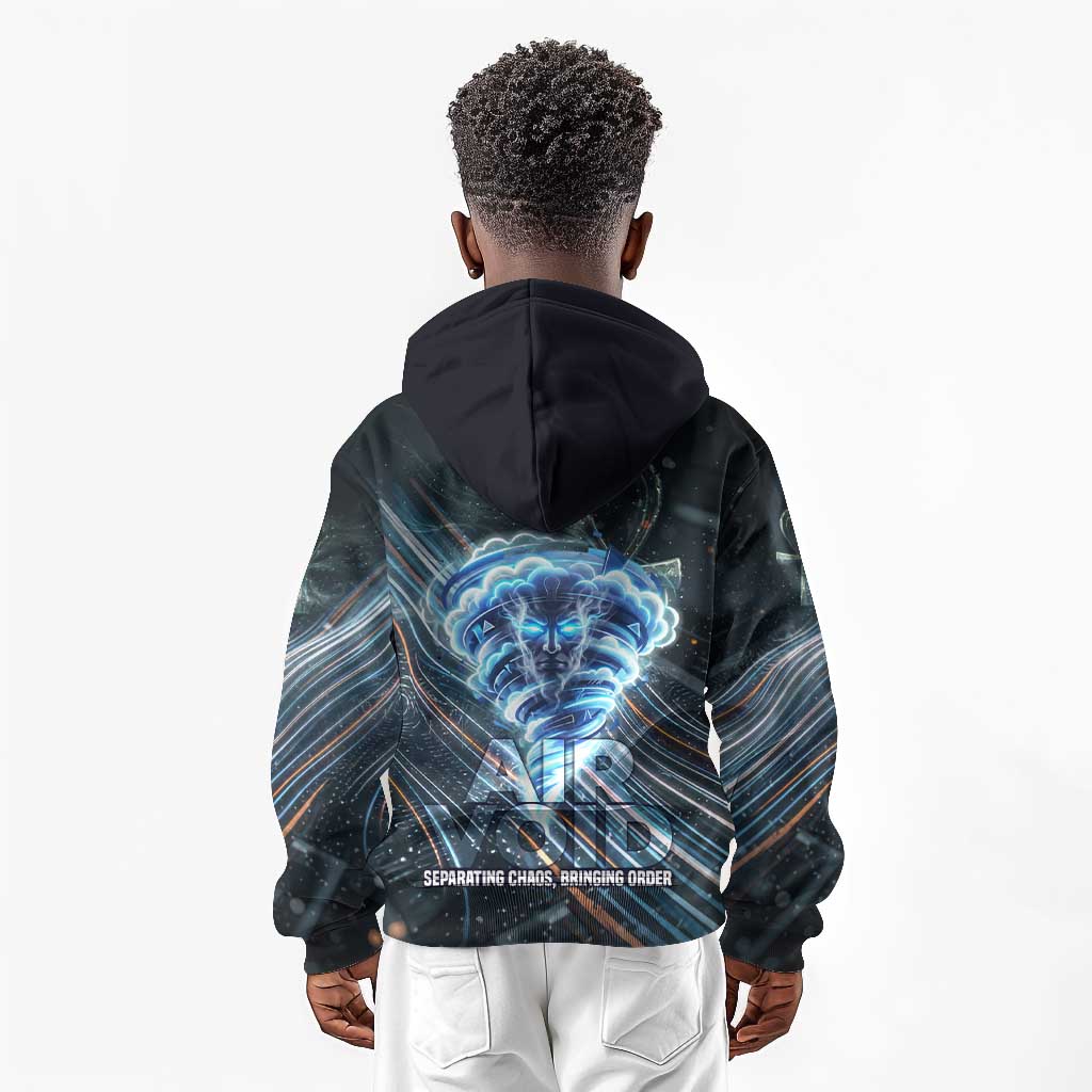 Shu Air Void Egyptian Kid Hoodie with Storm God and Ankh Ancient Mythology