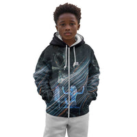 Shu Air Void Egyptian Kid Hoodie with Storm God and Ankh Ancient Mythology