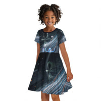 Shu Air Void Egyptian Kid Short Sleeve Dress with Storm God and Ankh Ancient Mythology
