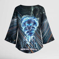 Shu Air Void Egyptian Kimono Sleeve Blouse with Storm God and Ankh Ancient Mythology