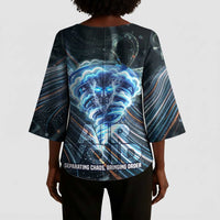 Shu Air Void Egyptian Kimono Sleeve Blouse with Storm God and Ankh Ancient Mythology
