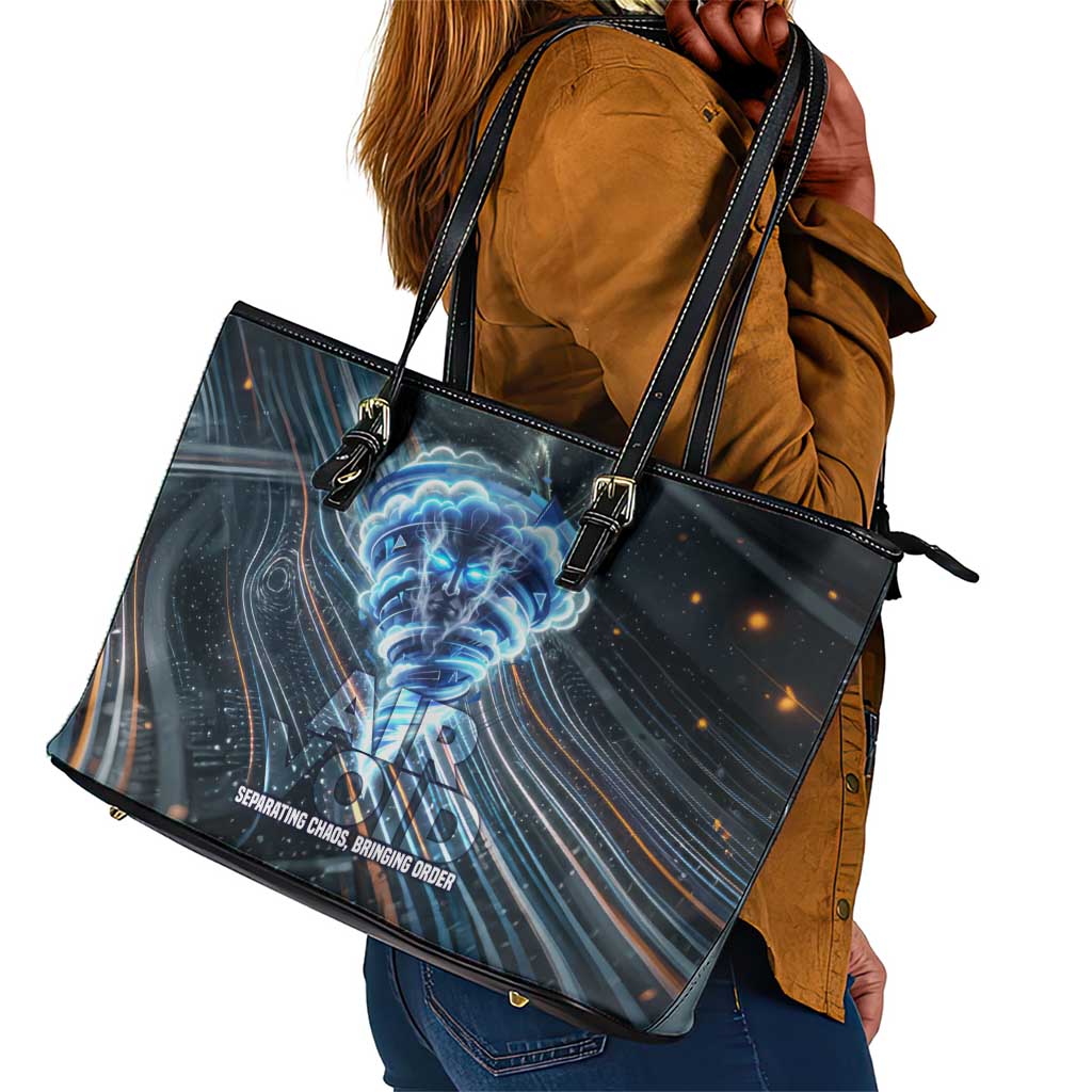 Shu Air Void Egyptian Leather Tote Bag with Storm God and Ankh Ancient Mythology