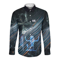 Shu Air Void Egyptian Long Sleeve Button Shirt with Storm God and Ankh Ancient Mythology