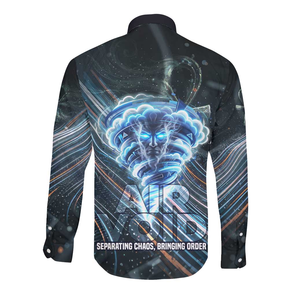 Shu Air Void Egyptian Long Sleeve Button Shirt with Storm God and Ankh Ancient Mythology