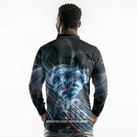 Shu Air Void Egyptian Long Sleeve Polo Shirt with Storm God and Ankh Ancient Mythology