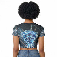 Shu Air Void Egyptian Raglan Cropped T shirt with Storm God and Ankh Ancient Mythology