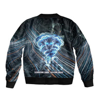Shu Air Void Egyptian Sleeve Zip Bomber Jacket with Storm God and Ankh Ancient Mythology