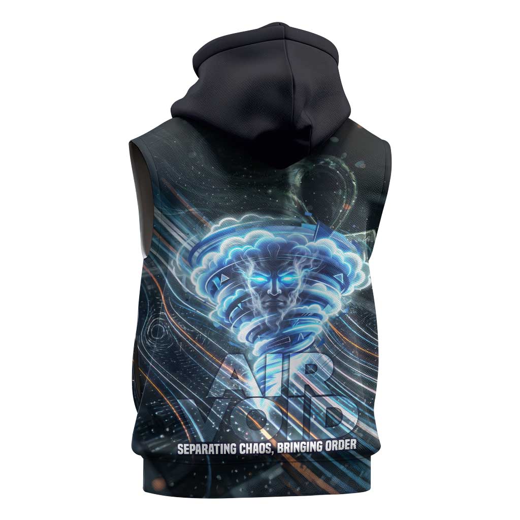 Shu Air Void Egyptian Sleeveless Hoodie with Storm God and Ankh Ancient Mythology