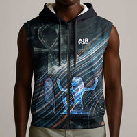 Shu Air Void Egyptian Sleeveless Zip Hoodie with Storm God and Ankh Ancient Mythology