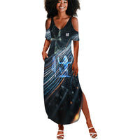 Shu Air Void Egyptian Summer Maxi Dress with Storm God and Ankh Ancient Mythology