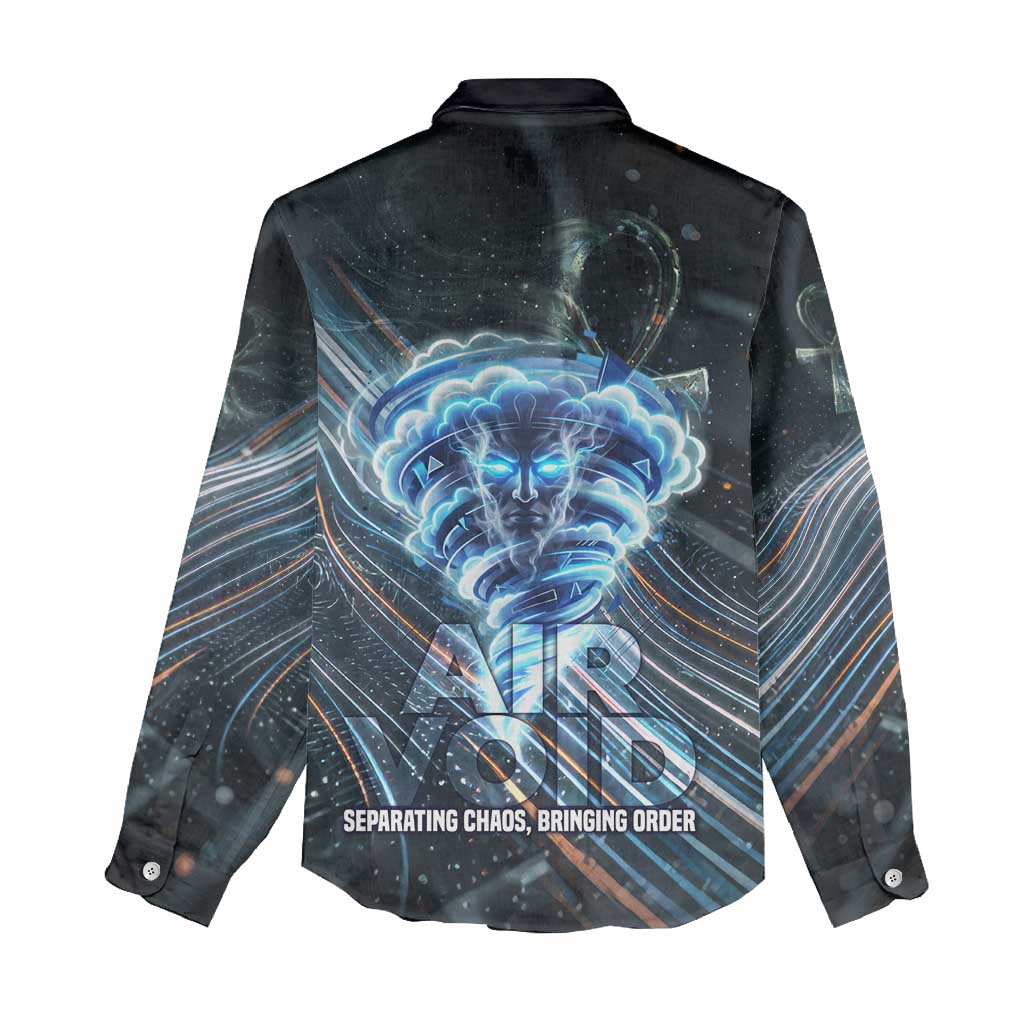 Shu Air Void Egyptian Women Casual Shirt with Storm God and Ankh Ancient Mythology