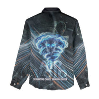 Shu Air Void Egyptian Women Casual Shirt with Storm God and Ankh Ancient Mythology