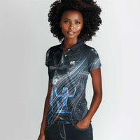 Shu Air Void Egyptian Women Polo Shirt with Storm God and Ankh Ancient Mythology