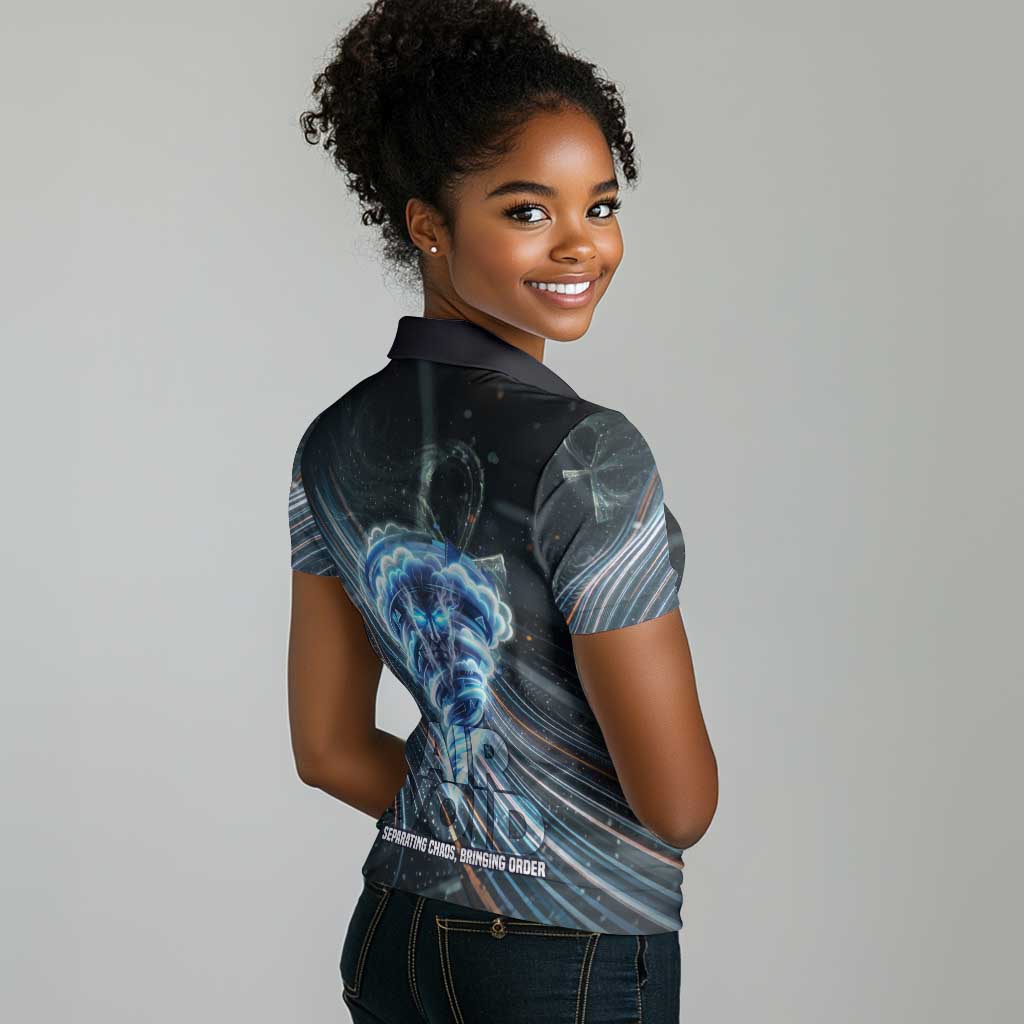 Shu Air Void Egyptian Women Polo Shirt with Storm God and Ankh Ancient Mythology