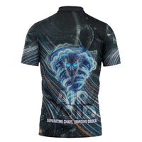 Shu Air Void Egyptian Zipper Polo Shirt with Storm God and Ankh Ancient Mythology