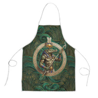 Sobek Crocodile Warrior Apron with Ankh Ancient Egyptian Motif in Emerald