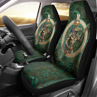 Sobek Crocodile Warrior Car Seat Cover with Ankh Ancient Egyptian Motif in Emerald