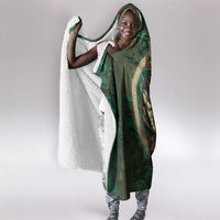 Sobek Crocodile Warrior Hooded Blanket with Ankh Ancient Egyptian Motif in Emerald