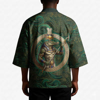 Sobek Crocodile Warrior Kimono with Ankh Ancient Egyptian Motif in Emerald